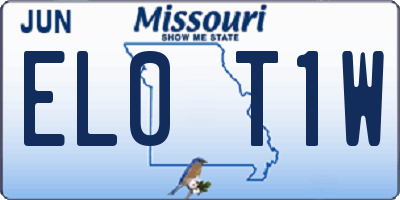 MO license plate EL0T1W