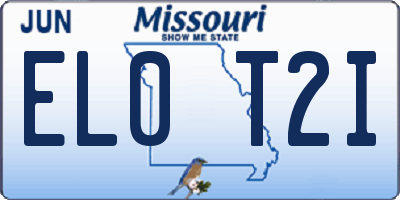 MO license plate EL0T2I