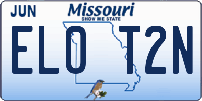 MO license plate EL0T2N