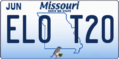 MO license plate EL0T2O