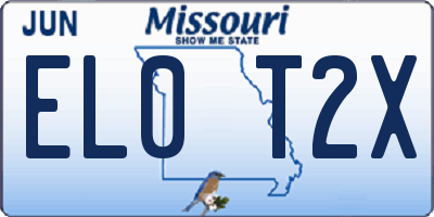 MO license plate EL0T2X