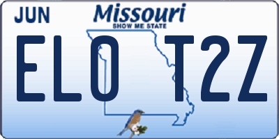 MO license plate EL0T2Z