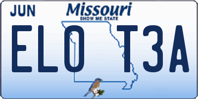 MO license plate EL0T3A