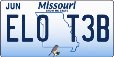 MO license plate EL0T3B