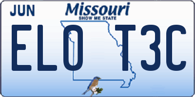 MO license plate EL0T3C