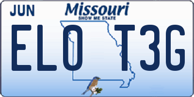 MO license plate EL0T3G