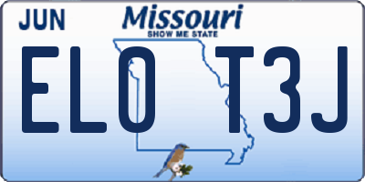 MO license plate EL0T3J