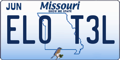 MO license plate EL0T3L