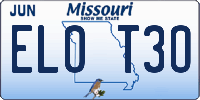 MO license plate EL0T3O