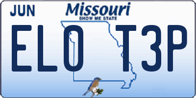 MO license plate EL0T3P
