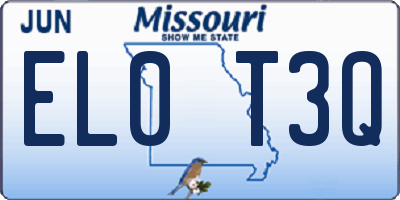 MO license plate EL0T3Q