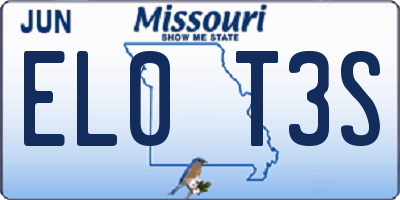 MO license plate EL0T3S