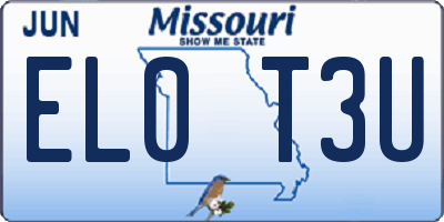 MO license plate EL0T3U