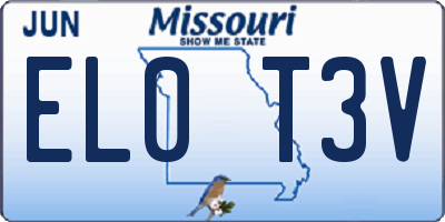 MO license plate EL0T3V