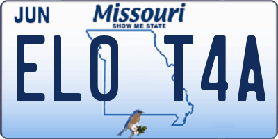 MO license plate EL0T4A
