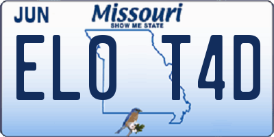 MO license plate EL0T4D
