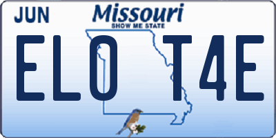 MO license plate EL0T4E