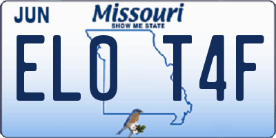 MO license plate EL0T4F