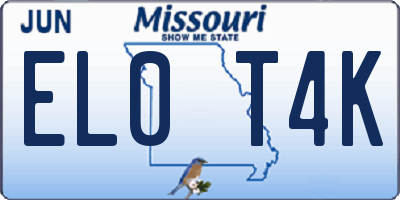 MO license plate EL0T4K