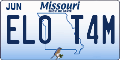 MO license plate EL0T4M