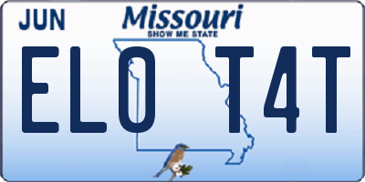 MO license plate EL0T4T