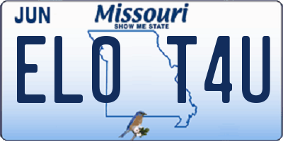 MO license plate EL0T4U