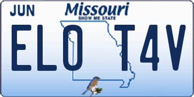 MO license plate EL0T4V