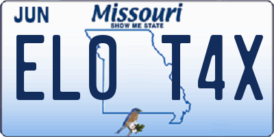MO license plate EL0T4X