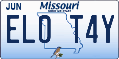 MO license plate EL0T4Y