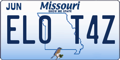 MO license plate EL0T4Z