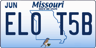 MO license plate EL0T5B