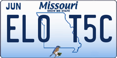 MO license plate EL0T5C