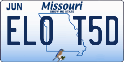 MO license plate EL0T5D