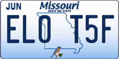 MO license plate EL0T5F
