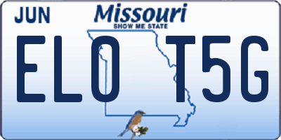 MO license plate EL0T5G
