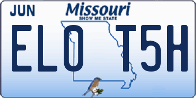 MO license plate EL0T5H