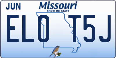 MO license plate EL0T5J