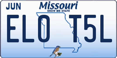 MO license plate EL0T5L
