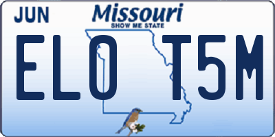 MO license plate EL0T5M