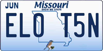 MO license plate EL0T5N