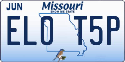 MO license plate EL0T5P