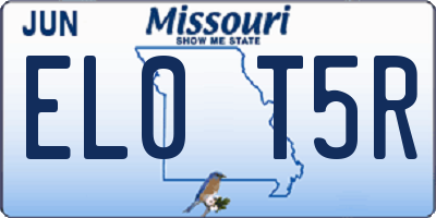 MO license plate EL0T5R