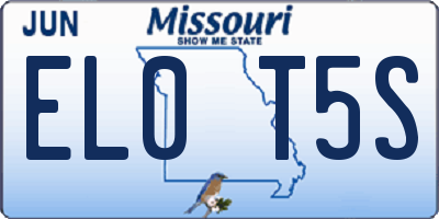 MO license plate EL0T5S