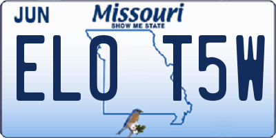 MO license plate EL0T5W