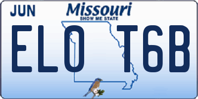 MO license plate EL0T6B