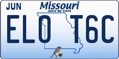 MO license plate EL0T6C