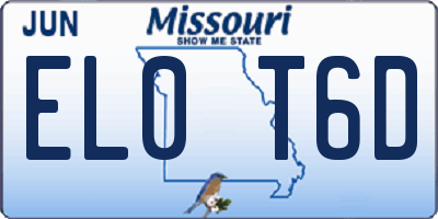 MO license plate EL0T6D