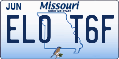 MO license plate EL0T6F