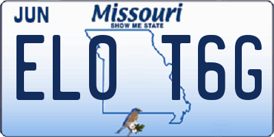 MO license plate EL0T6G