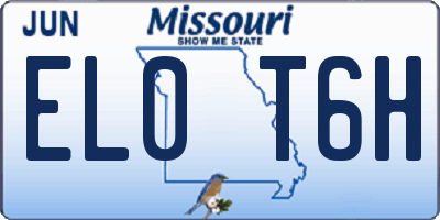 MO license plate EL0T6H